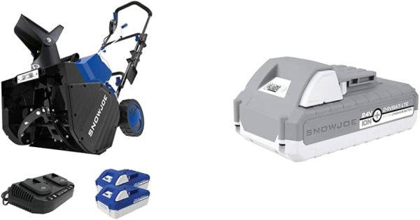 Snow Joe 48V 18-inch Single-Stage Cordless Snow Blower W/ Headlight, Brushless 1200W Motor, 2 x 4.0-Ah Batteries & Charger