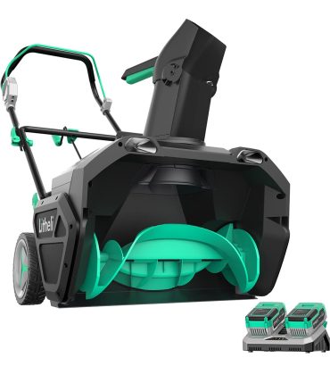 Litheli 2X20V Cordless Snow Blower, 20-inch Snow Thrower with 4.0Ah Battery, Electric Snow Blowers with LED Spotlight and Brushless Motor for...