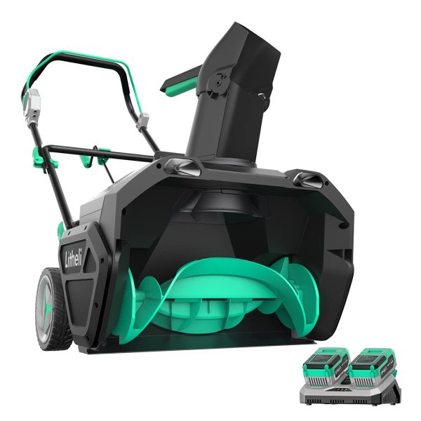 Litheli 2X20V Cordless Snow Blower, 20-inch Snow Thrower with 4.0Ah Battery, Electric Snow Blowers with LED Spotlight and Brushless Motor for...