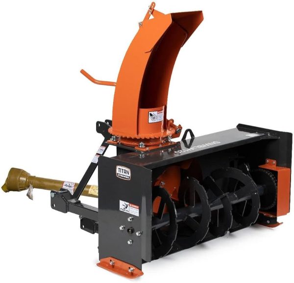 Titan Attachments 4 FT Snow Blower, Category 1, 3 Point PTO Driven, Directional Snow Chute