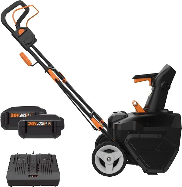 Worx WO7131.1 40V Power Share 20" Cordless Snow Blower with Brushless Motor (4 Batteries & Charger Included)